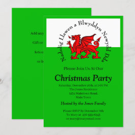 Edit Text Welsh Flag Red Dragon Weihnachten Einladung