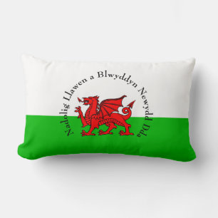 Edit Text Welsh Flag Red Dragon Weihnachten Lendenkissen