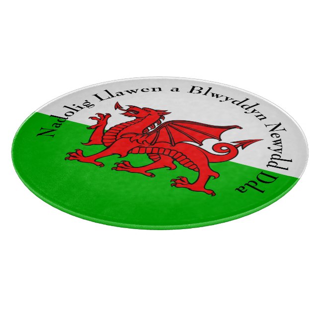 Edit Text Welsh Flag Red Dragon Weihnachten Schneidebrett (Ecke)