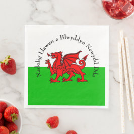 Edit Text Welsh Flag Red Dragon Weihnachten Serviette