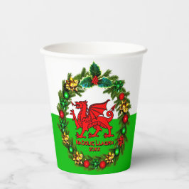 Edit Text Year Welsh Flag Red Dragon Weihnachten Pappbecher