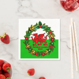 Edit Text Year Welsh Flag Red Dragon Weihnachten Serviette