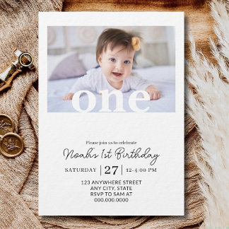 Editable 1st Birthday Photo Girl First Birthday Einladung