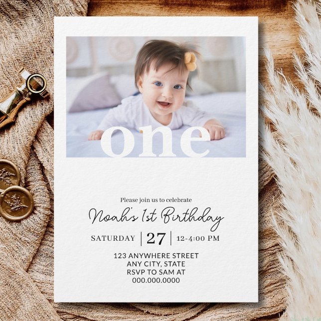Editable 1st Birthday Photo Girl First Birthday Einladung (Von Creator hochgeladen)