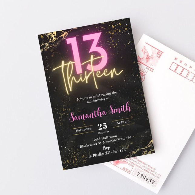 Editable 31 Geburtstagsparty Einladung (Editable Thirteen Birthday Party Invitation)