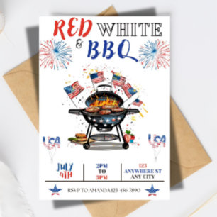 EDITABLE 4. Juli Party Einladung, Red White Einladung