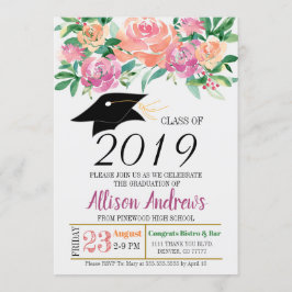 Editable Abschluss-Einladung - mit Blumen Einladung