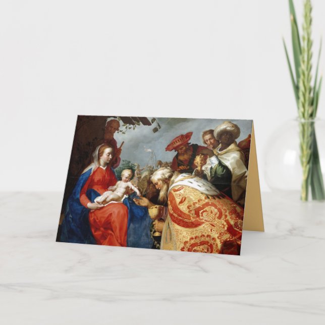Editable Adoration der Magi Weihnachten Karte (Vorderseite)