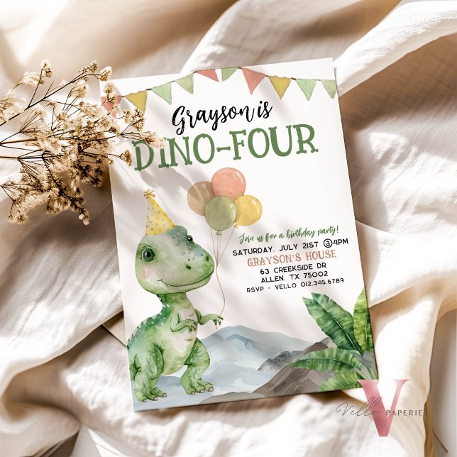 Editable AGE T-Rex Dinosaurier Birthday Fun Niedli Einladung (Von Creator hochgeladen)