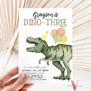 Editable AGE T-Rex Dinosaurier Birthday Fun Niedli Einladung