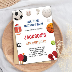 Editable All-Star Boys Athletic Party laden Sie ei Einladung