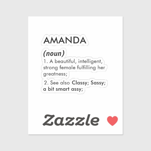 Editable Amanda name definition, custom name Aufkleber (Blatt)