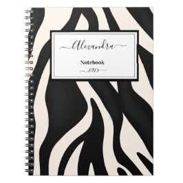 Editable Animal Zebra Black White Notizblock