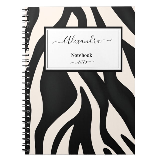 Editable Animal Zebra Black White Notizblock (Vorderseite)