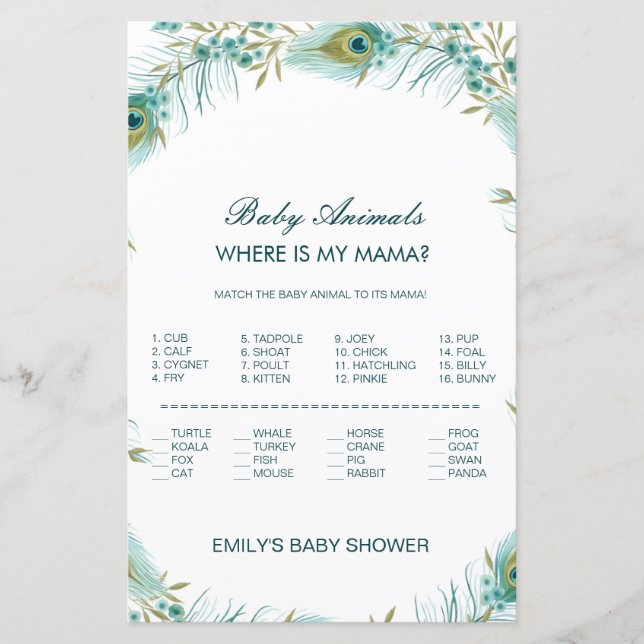 Editable Baby Animal Match, wo ist Mama w Answer (Vorderseite)