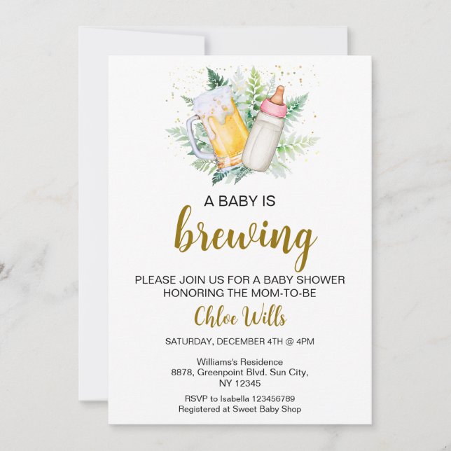 Editable Baby brasse Baby shower Invitation (Devant)