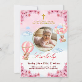 Editable Baby Girl Baptism Invitation  Einladung