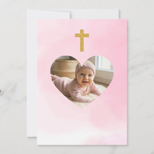 Editable Baby Girl Baptism Invitation  Einladung (Rückseite)
