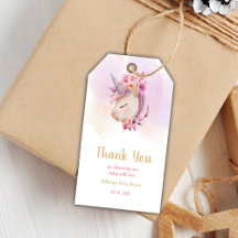 Editable Baby Girl Vielen Dank Tags mit Floral