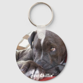 Editable Baby Pitbull Puppy Schlüsselanhänger