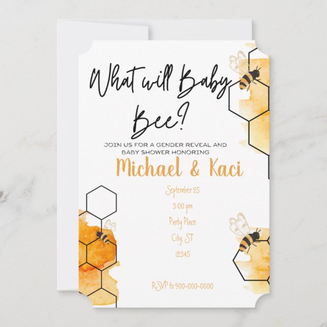 EDITABLE, baby shower, gender reveal, invitation (Devant)