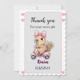 Editable Baby Shower Thank You Card Cute capybara Einladung