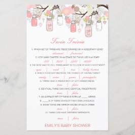 Editable Baby Twin Trivia Babydusche mit Antwort