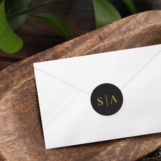 Editable Background Color Wedding Monogram Runder Aufkleber (Von Creator hochgeladen)