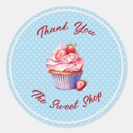 Editable Bakery Thank You Stickers | Cupcake Logo 