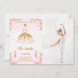 Editable Ballerina Birthday Foto Einladung