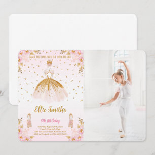 Editable Ballerina Birthday Foto Einladung