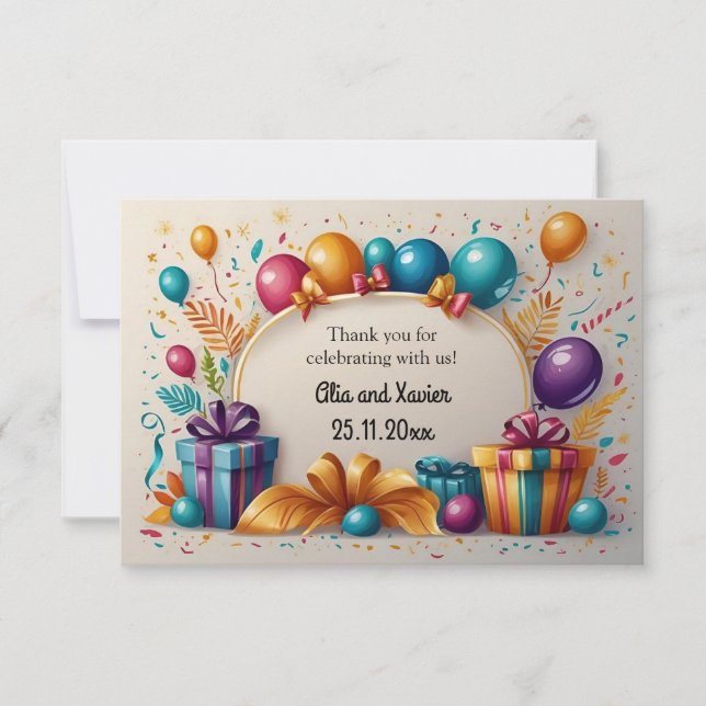 Editable Balloons und Present Notecard Einladung (Vorderseite)