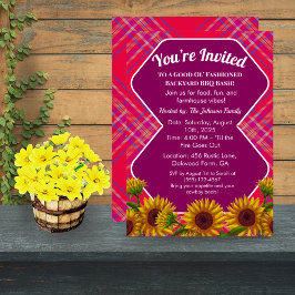 Editable Barnyard GRILLEN Cookout Invite Gingham R Einladung