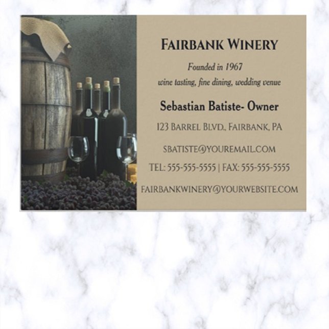 Editable Barrel Wine Business Card Visitenkarte (Von Creator hochgeladen)