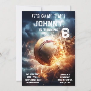 Editable Baseball Birthday Einladung