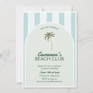 Editable Beach Club Cabana Invitation Anniversaire