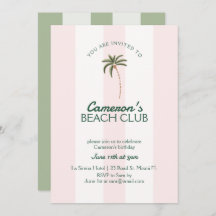 Editable Beach Club Cabana Invitation Anniversaire
