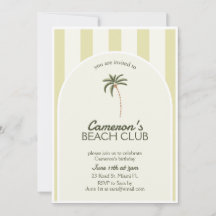 Editable Beach Club Cabana Invitation Anniversaire