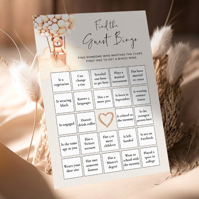 Editable Bear Baby Game finden Gast BINGO (Von Creator hochgeladen)