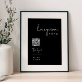 Editable Black and White Wedeymoon Sign Poster