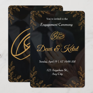 Editable Black Gold Engagement Invitation Template Einladung