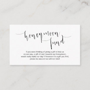 Editable Black Script, Wedding Honeymoon Fund Begleitkarte