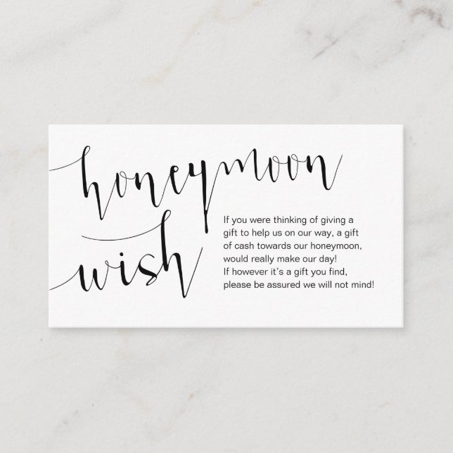 Editable Black Script, Wedeymoon Wish Begleitkarte (Vorderseite)