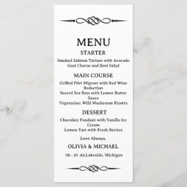 Editable Black & White Celtic Knot Arrow Wedding Menükarte