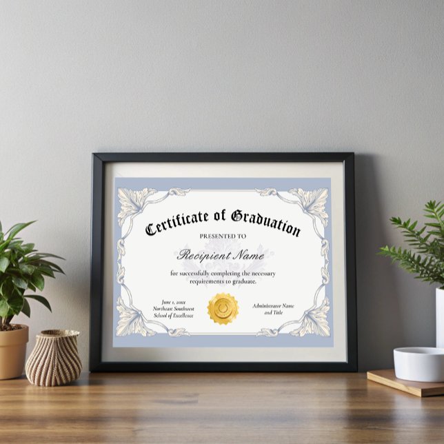 Editable Blue Certificate of Abschluss Award (Editable Blue Certificate of Graduation Award)