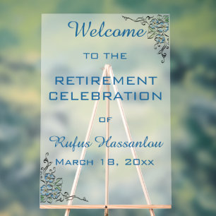 Editable Blue Flowers Celebration Acrylschild