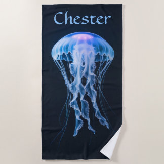 Editable Blue Jellyfish Strandtuch