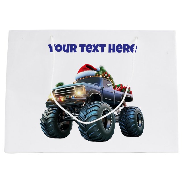 Editable Blue Monster Truck Weihnachtsgeschenk Tas Große Geschenktüte (Vorderseite)