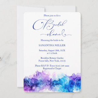 Editable Blue und Lila Brautparty Einladung