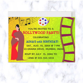 Editable Bollywood Birthday Party Einladung